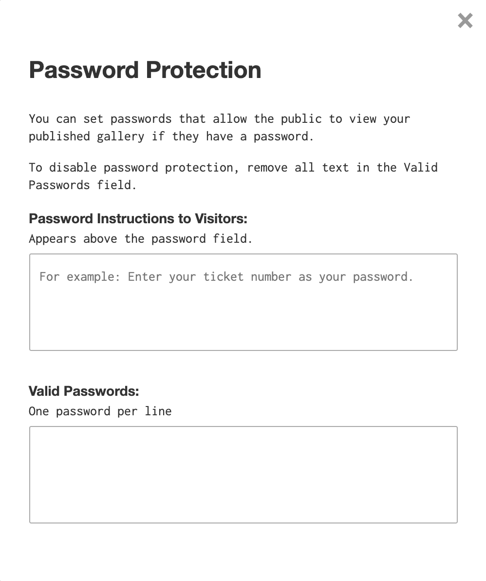 Password protect dialog in the editor