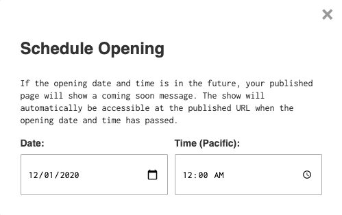 Schedule opening tool in the editor